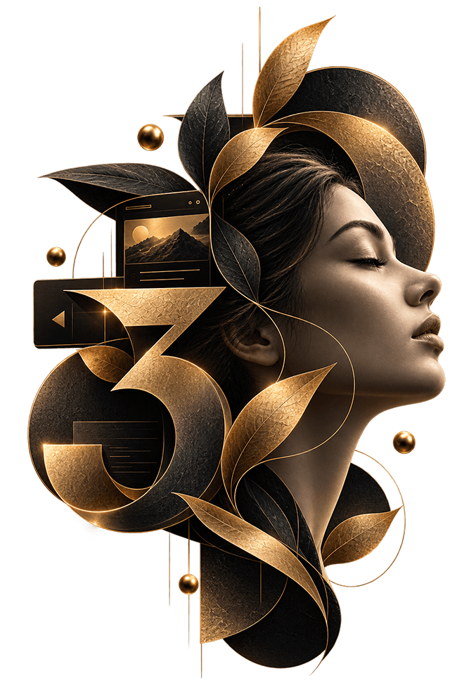 Abstract editorial artwork representing ZHOVA's creative perspective